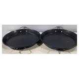 Set of 2 15x15 Black Round Serving Pans /
