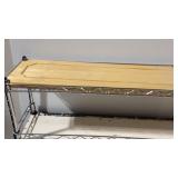 Metal Wire Shelf Organizer With Wood Top.
