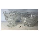 8-10x8-10" Pressed Glass Pedestal Bowl Pair
