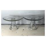 8x8" Glass Pedestal Dessert Stands Pair