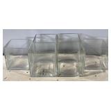 Set of 6 Square Clear Glass Cube Vases