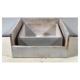 Set of 2 Rustic Whitewashed Wood Storage Crates.