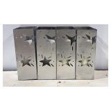 Set of 4 Metal Star Cutout Candle Lanterns.