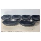 9.5"x7" 6-Piece Matte Black Bowl & Pasta Plate