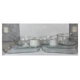 3-9x3-9" Creamer Bowl, Glass Trays And Glass