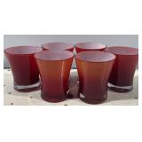 Set of 6 Red Frosted Glass Votive Candle Holders.