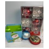 Lot of Christmas ornaments and box