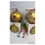 Two Department 56 mercury glass ornaments and