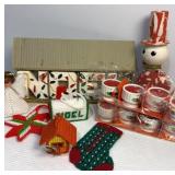 Vintage NOEL candle holder, crochet ornaments,