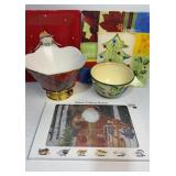 Christmas trays, bowls and cutting board