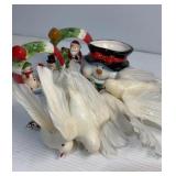 Candle holders and vintage turtle doves