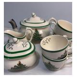 Spode Tea Pot, Creamer, Sugar, Cups & Saucers