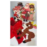 Vintage paper decorations, bows, popcorn reindeer
