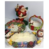 Fitz and Floyd items and Santa doorstop