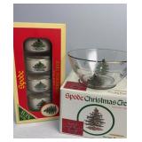 Spode napkin rings and serving bowl set - brand