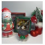 Various decor with Santa glitter boot and vintage
