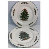 Two Christmas Village plates