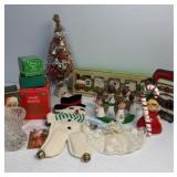Wood NOEL train, soaps, angel with candy cane,