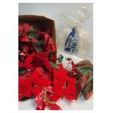 Lots of snow coverings, floral picks and mini red