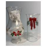 Two Christmas Candle Hurricanes