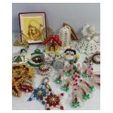 Assortment of vintage ornaments including beaded,