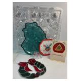 Serving trays, wreath sun catcher and ornament