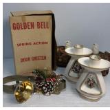 Vintage door bell greeter and candle holders