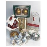 Various Christmas items including snowman