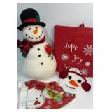 Snowman, Fabric Cube and dish towel