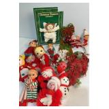 Vintage Christmas items of elves, door hanger and