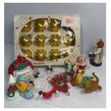 Various ornaments including shiny bright gold box