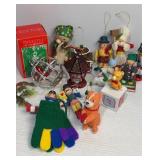 Vintage ornaments with mittens and wooden
