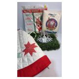 Vintage items and tree skirt with stars