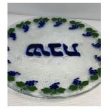 Peggy Karr fused glass platter Judaic 11 1.4ï¿½