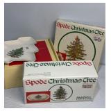 Spode butter dish, small tree shaped dish and set