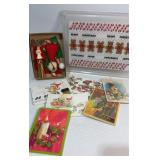 Vintage Christmas cards and tray