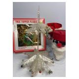 Vintage Christmas items with light up tree topper