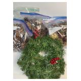 Assortment of pinecones and small wreath