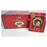 Footed Christmas cake plate and Lenox 2014