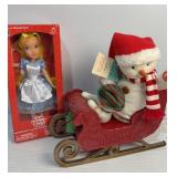 Alice in Wonderland Figurine and Hallmark snowman