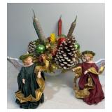 Vintage floral arrangement and two angels