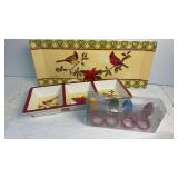 Cardinal serving trays and light napkin holders