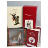 Three hallmark ornaments and dog ornament -