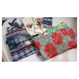 Two tablecloths, apron and hand towels