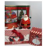 Christmas boxes and Santa ornament