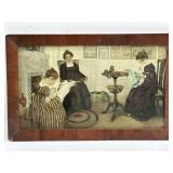 Victorian Sewing Scene Framed Print 9.25 x 14.75'