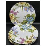 Emerald 10.5' 4 Floral Dinner Plates Set