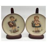 Hummel Valentine Plates w/ Wood Stands