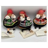 3 Vintage Polish Folk Dolls w Tags