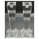 Lenox Crystal Candlesticks Pair Germany 8.5'